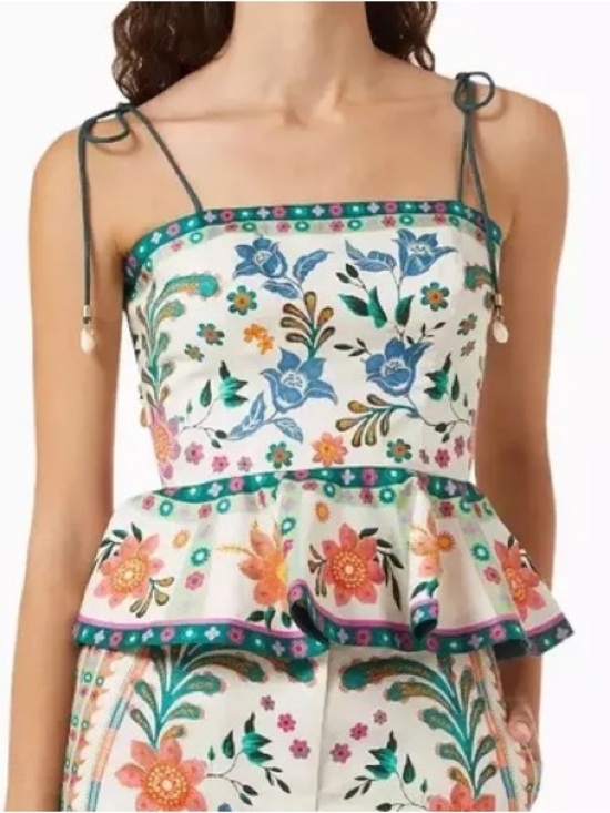 House of Harlow 1960 Tops - House of Harlow Floral Linen Blend Peplum Top Sleeveless Cottage Boho